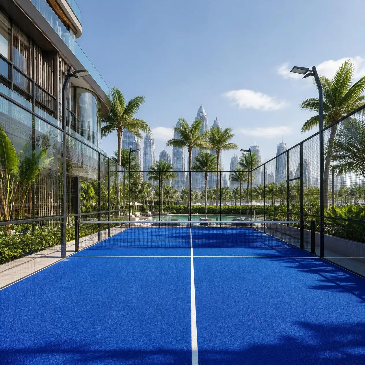 Outdoor paddle tennis court at The Cascades Neopolis