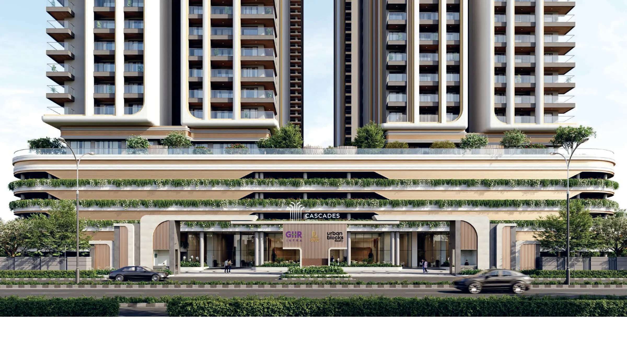 Grand entrance and arrival drive at The Cascades Neopolis