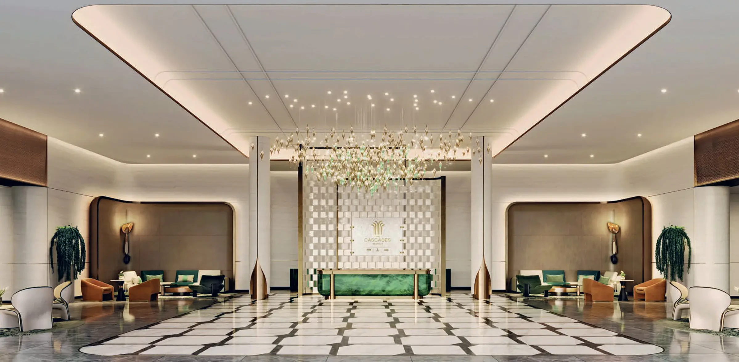 Grand lobby interior at The Cascades Neopolis