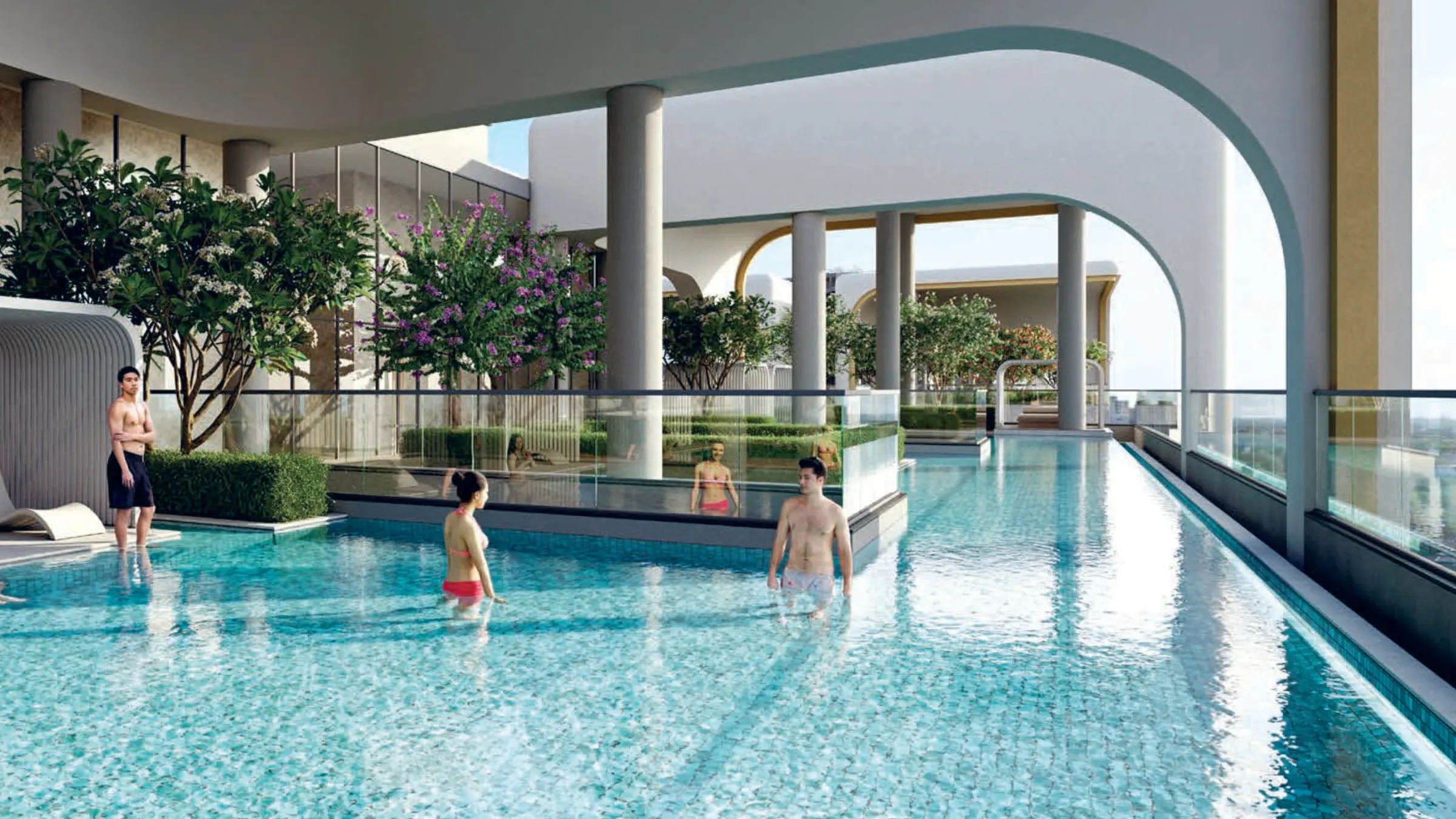 Rooftop infinity pool at The Cascades Neopolis